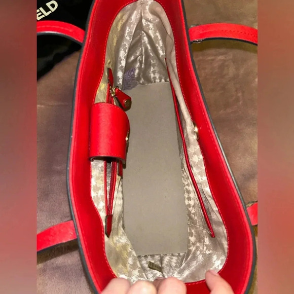 Karl Lagerfeld Red Tote Shoulder Bag - Picture 5 of 7